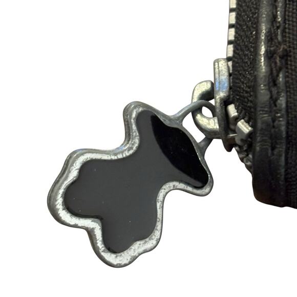 Tous Women's‎ Long Nylon Black Credit Card Cash Bifold Zip Wallet - Picture 4 of 16